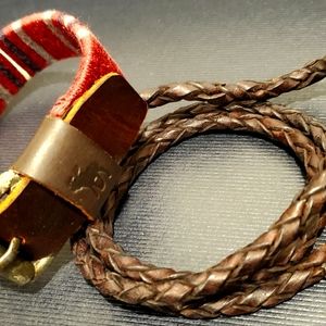 2pc AF BRAIDED LEATHER NECKLACE & BRACELET NWOT